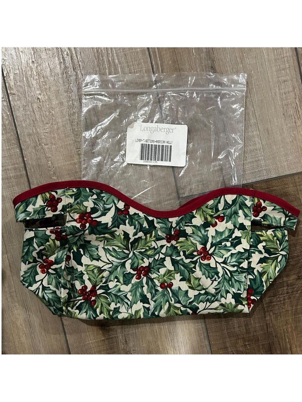 Longaberger TRADTIONS Basket Liner American Holly Fabric NEW Christmas
